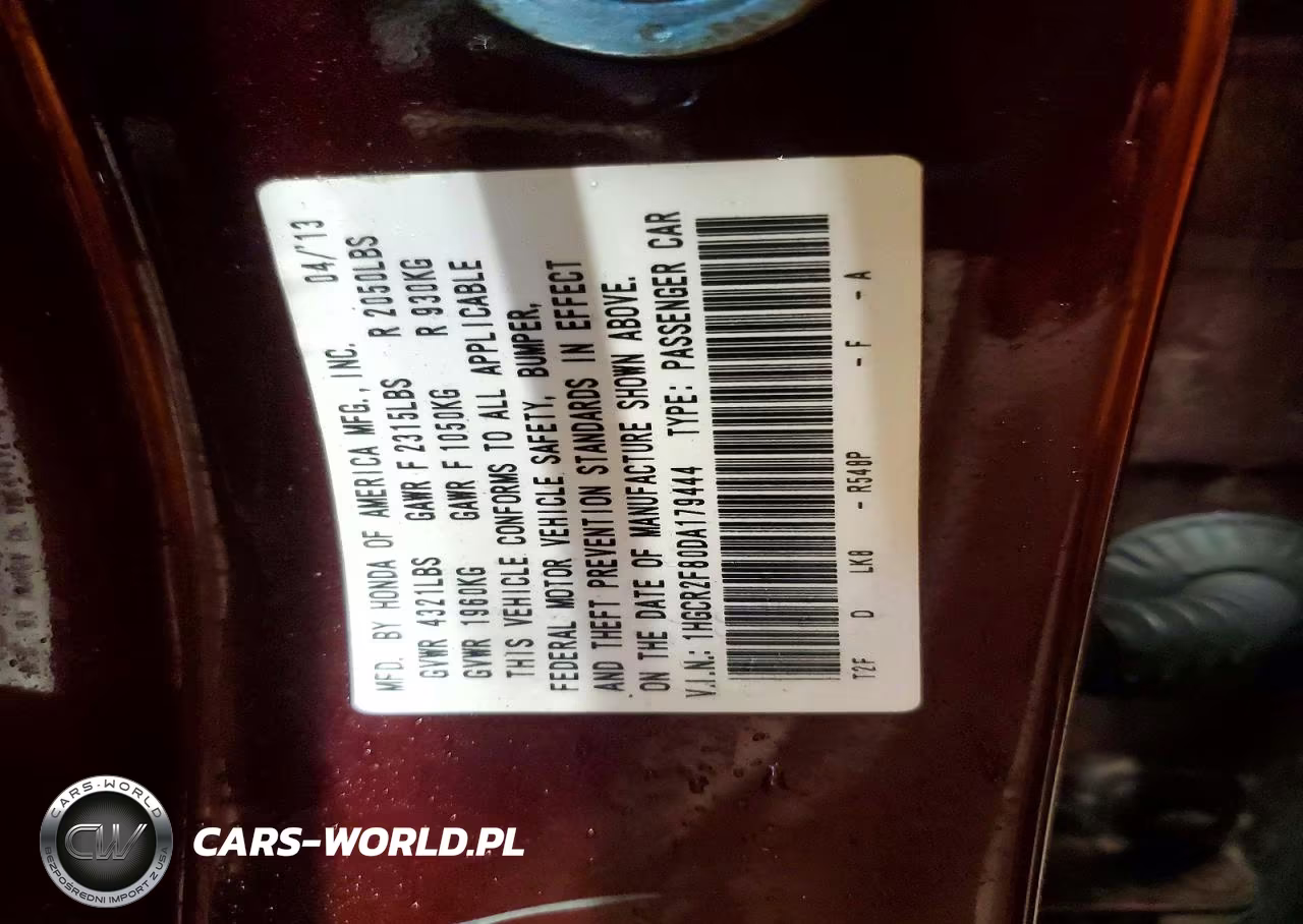 2013 Honda Accord Exl VIN:1HGCR2F80DA179444 - 13