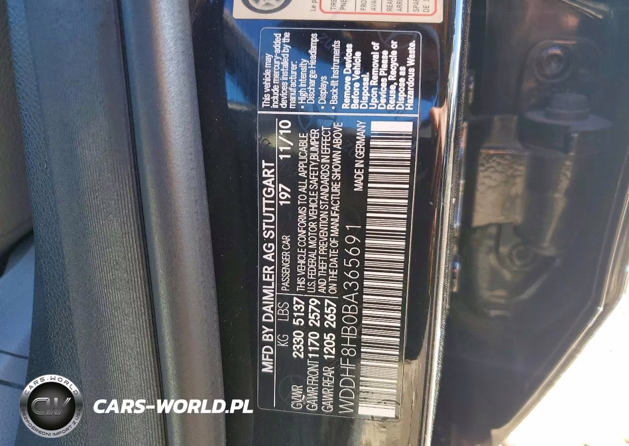 MERCEDES-BENZ E 350 4MAT VIN:WDDHF8HB0BA365691 - 12