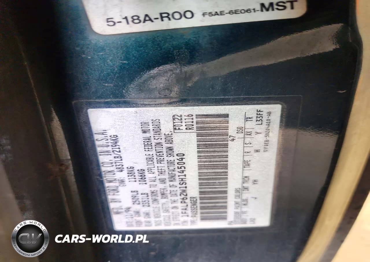 1995 Ford Thunderbird Lx VIN:1FALP62W1SH145040 - 12