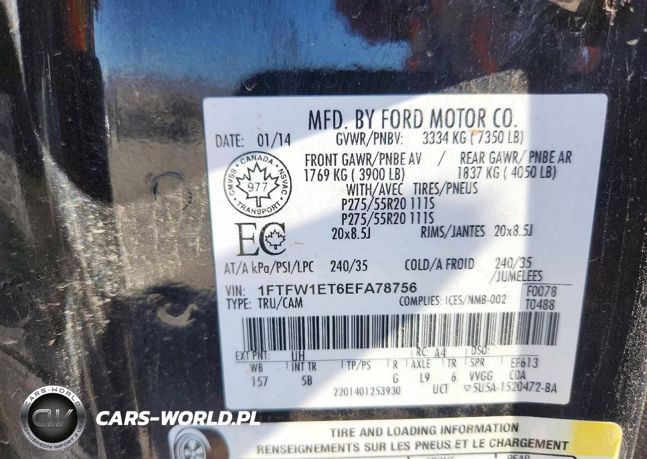 2014 Ford F150 Supercrew VIN:1FTFW1ET6EFA78756 - 12