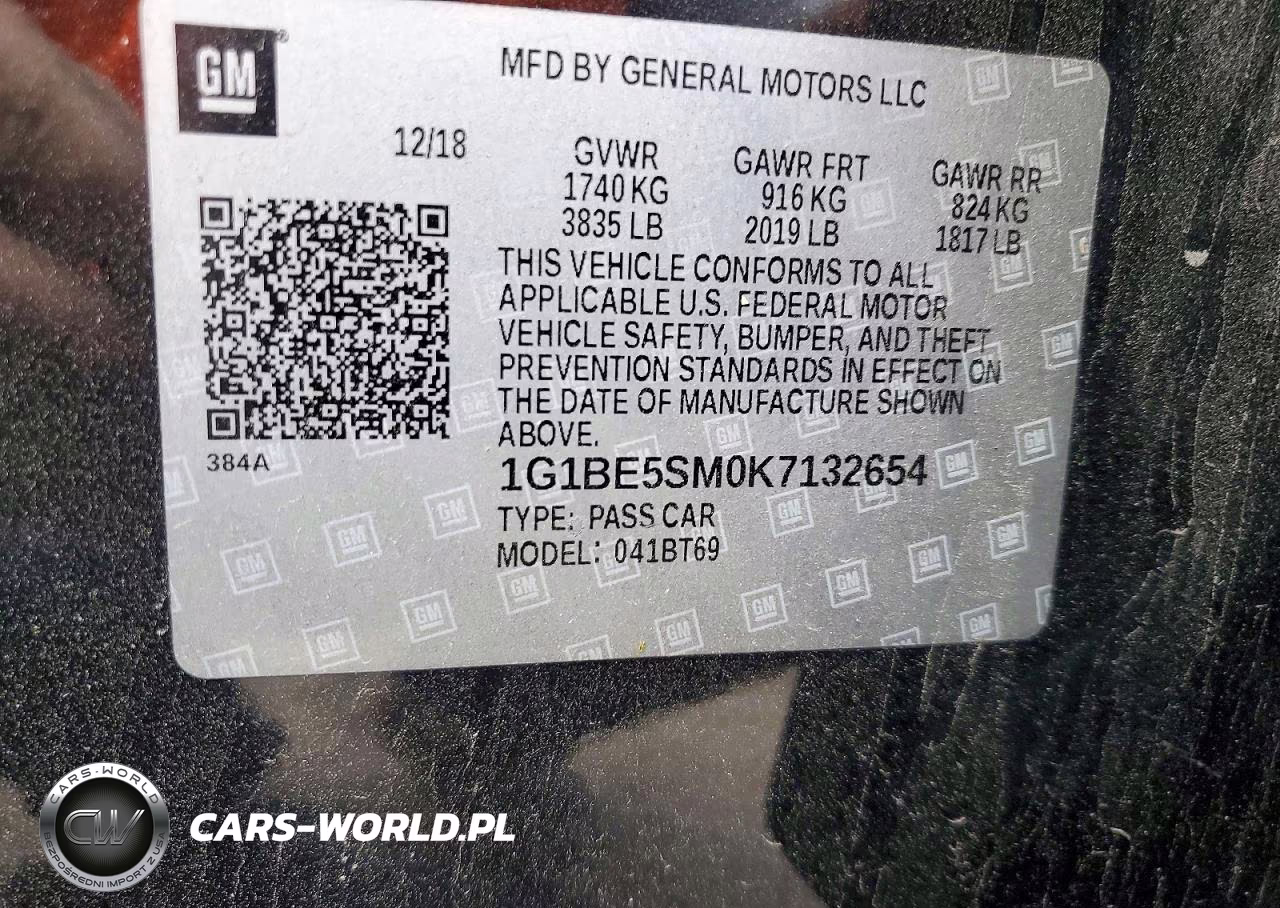 2019 Chevrolet Cruze Lt VIN:1G1BE5SM0K7132654 - 13