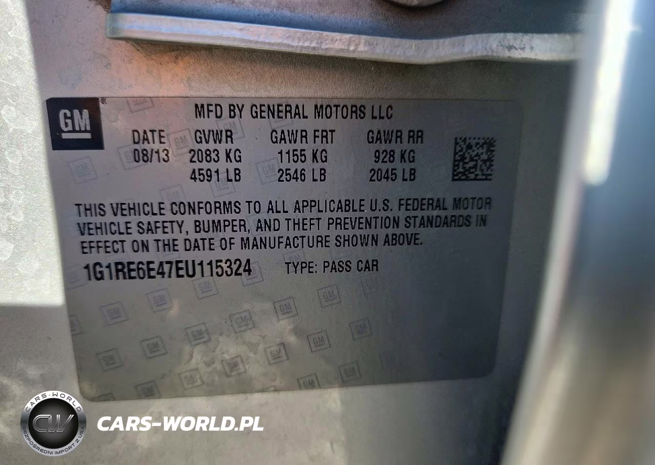 2014 Chevrolet Volt VIN:1G1RE6E47EU115324 - 12