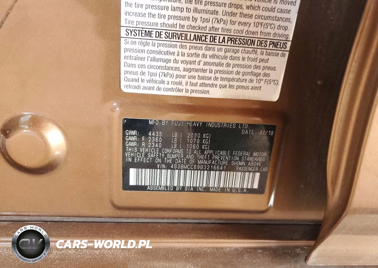 2011 Subaru Legacy 2.5I Premium VIN:4S3BMCC69B3216641 - 12
