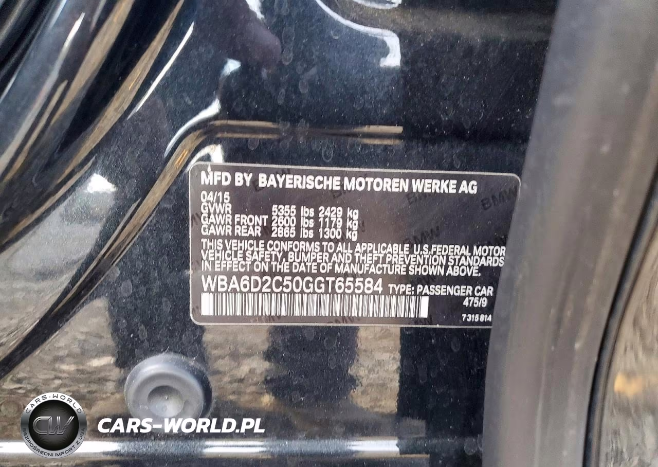 2016 BMW 640 Xi Gran Coupe VIN:WBA6D2C50GGT65584 - 12
