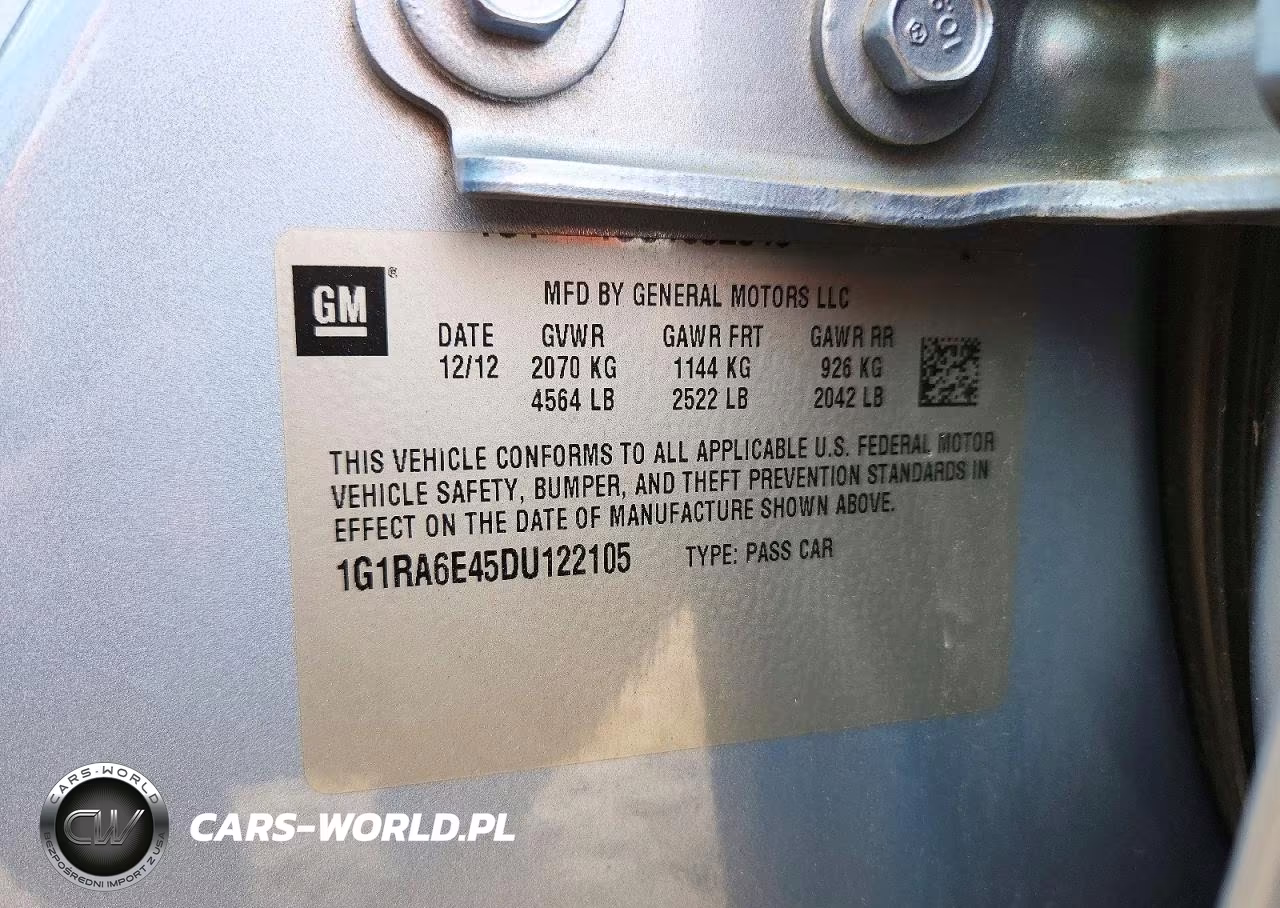 2013 Chevrolet Volt VIN:1G1RA6E45DU122105 - 12
