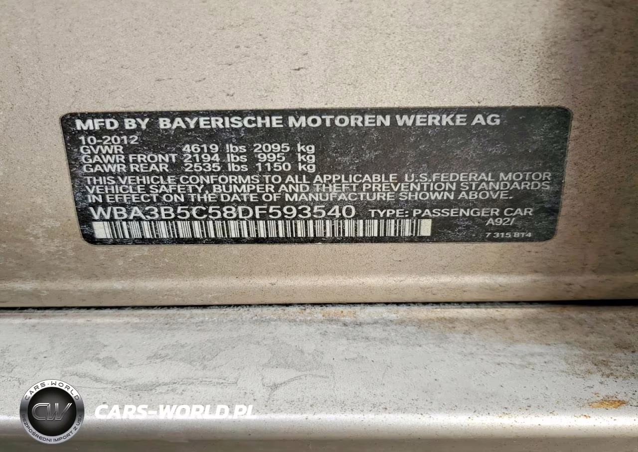 2013 BMW 5 Series VIN:WBA3B5C58DF593540 - 12