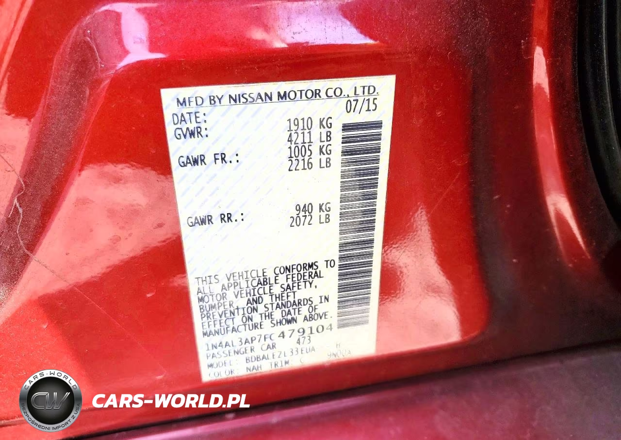 2015 Nissan Altima 2.5 VIN:1N4AL3AP7FC479104 - 12