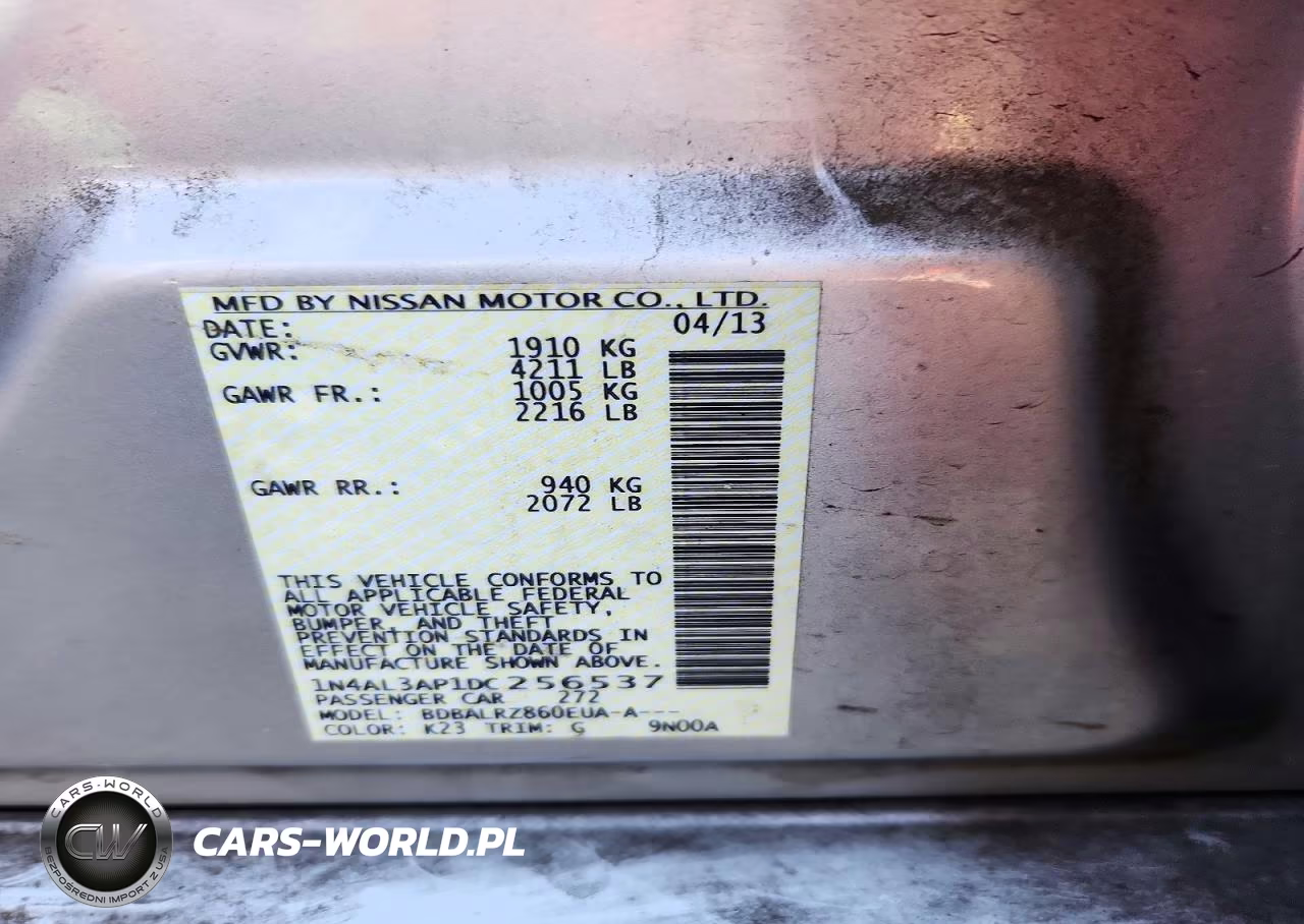 2013 Nissan Altima 2.5 VIN:1N4AL3AP1DC256537 - 12