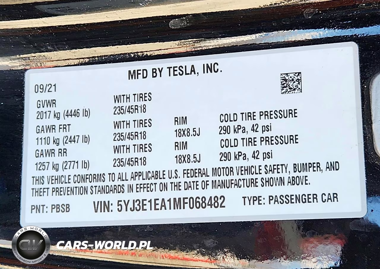 2021 Tesla Model 3 VIN:5YJ3E1EA1MF068482 - 13
