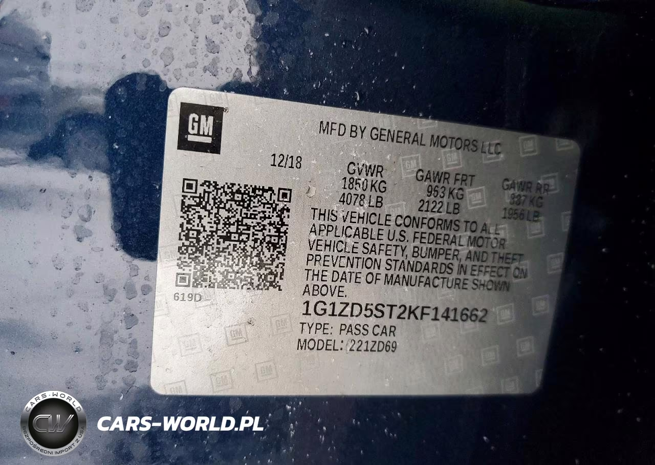 2019 Chevrolet Malibu Lt VIN:1G1ZD5ST2KF141662 - 12