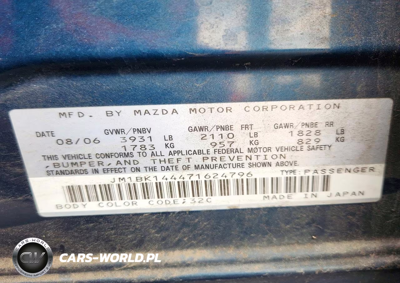 2007 Mazda 3 Hatchback VIN:JM1BK144471624796 - 12
