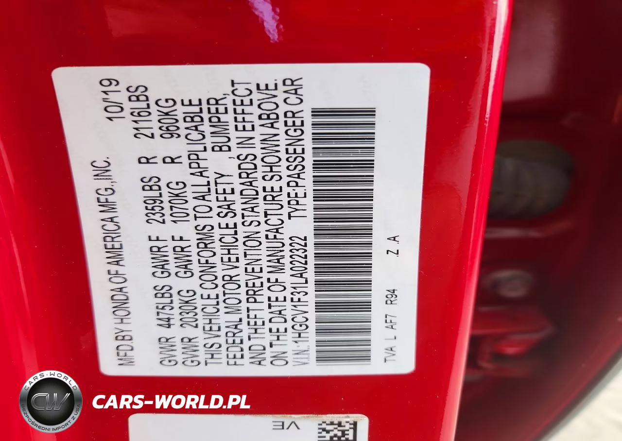 2020 Honda Accord Sport VIN:1HGCV1F31LA022322 - 12