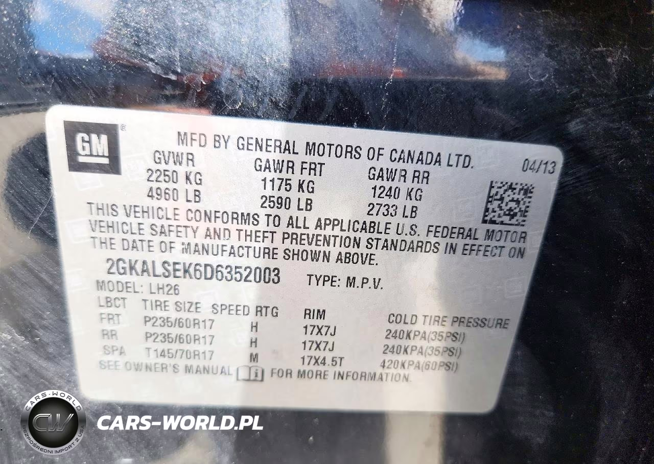 2013 GMC Terrain Sle VIN:2GKALSEK6D6352003 - 13