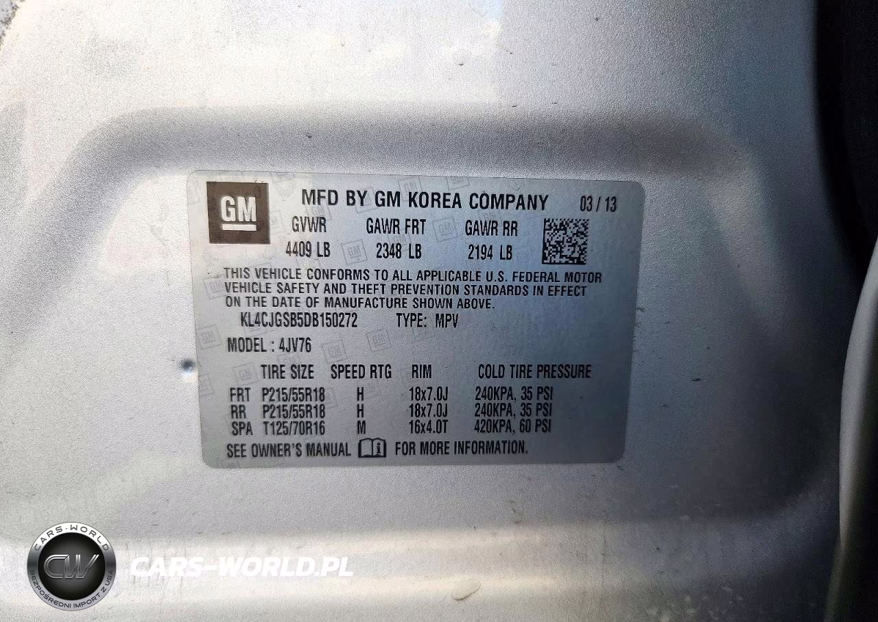 2013 Buick Encore VIN:KL4CJGSB5DB150272 - 13