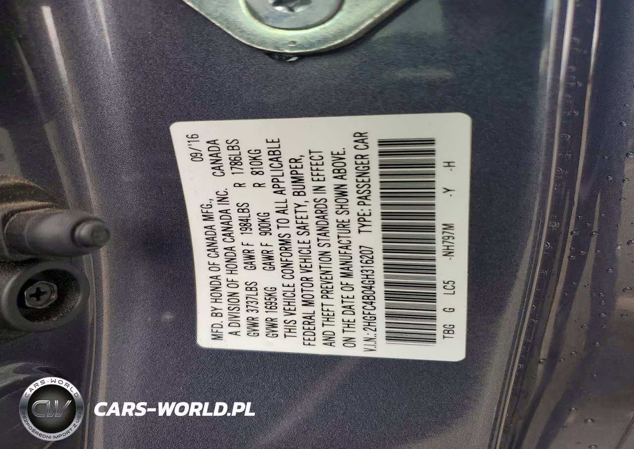 2016 Honda Civic Lx VIN:2HGFC4B04GH316207 - 12