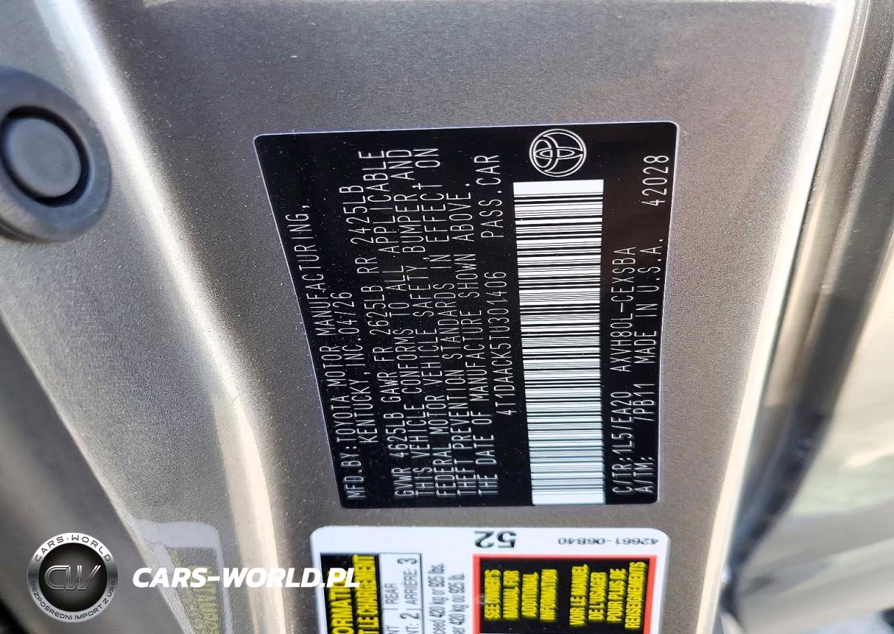 2026 Toyota Camry Se VIN:4T1DAACK5TU301406 - 12