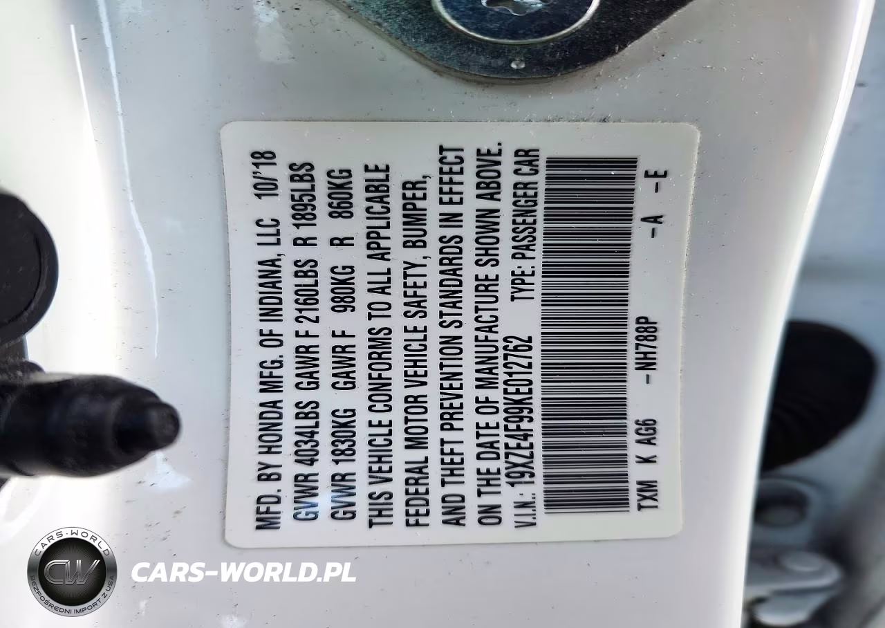 2019 Honda Insight Touring VIN:19XZE4F99KE012762 - 12