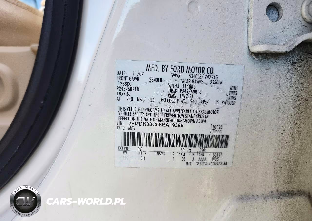 2008 Ford Edge Sel VIN:2FMDK38C58BA19399 - 13