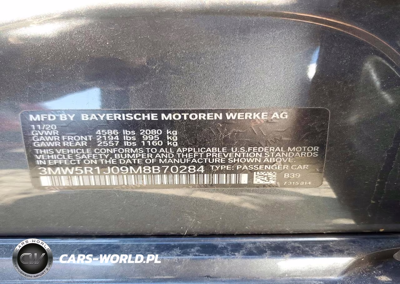 2021 BMW 330I VIN:3MW5R1J09M8B70284 - 12