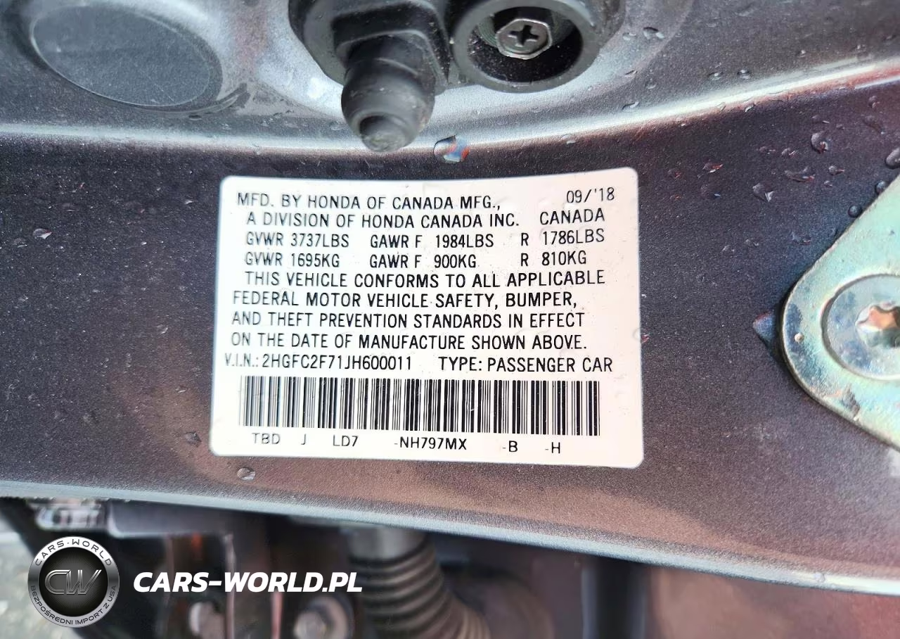2018 Honda Civic Ex VIN:2HGFC2F71JH600011 - 13