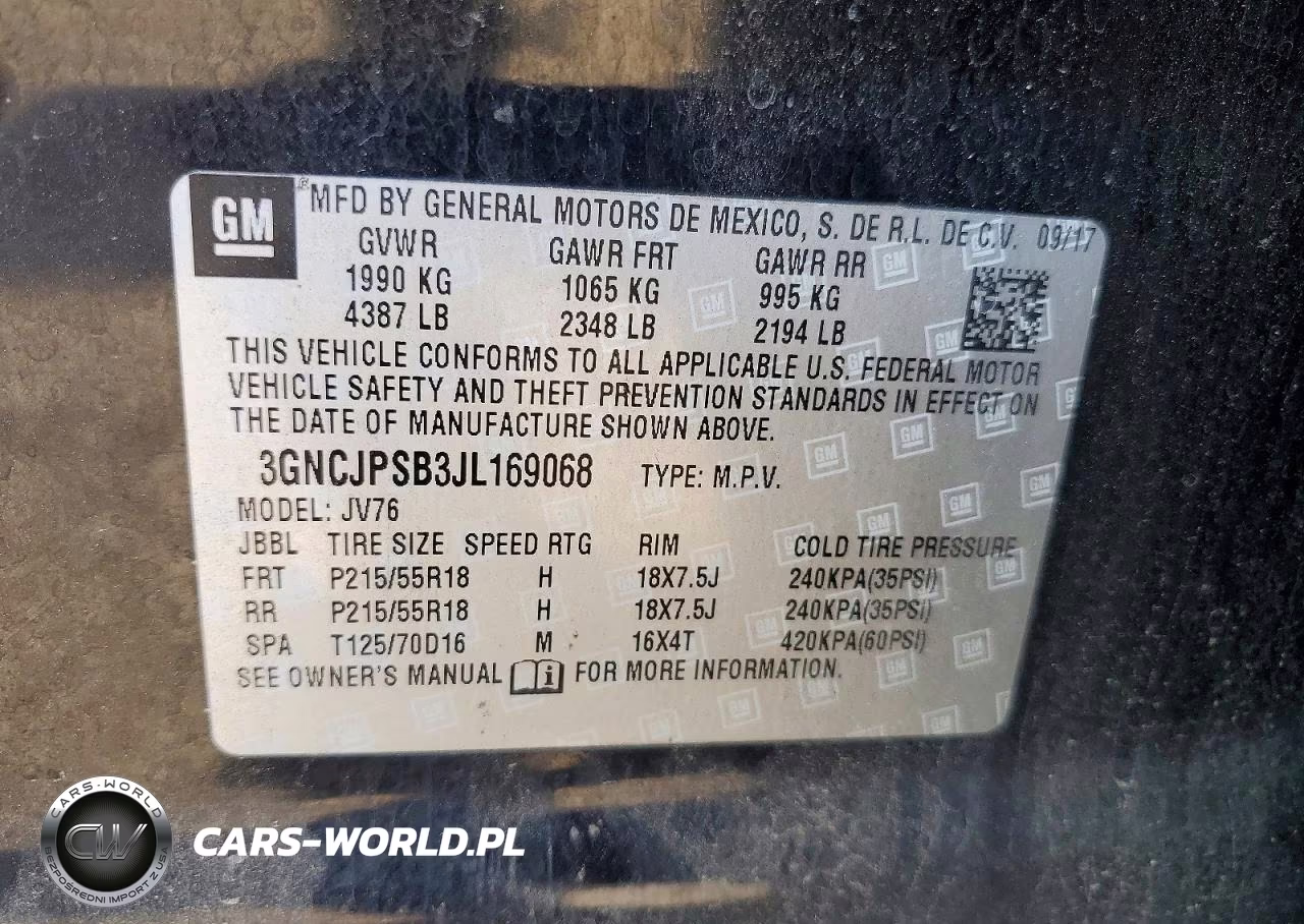 2018 Chevrolet Trax 1Lt VIN:3GNCJPSB3JL169068 - 13