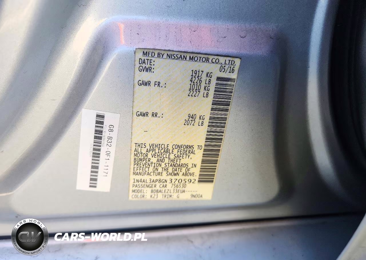 2016 Nissan Altima 2.5 S VIN:1N4AL3AP8GN370592 - 12