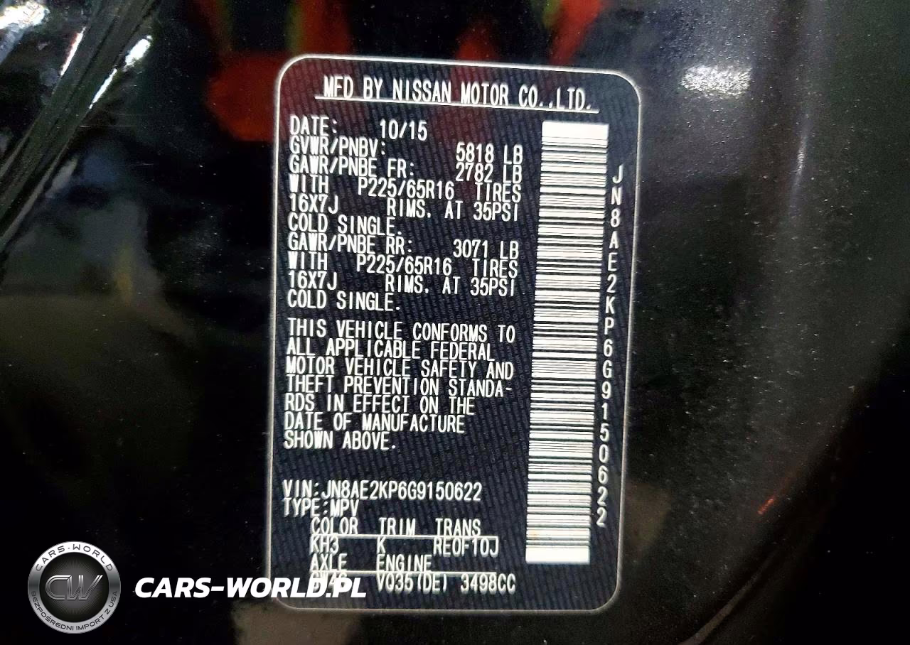 2016 Nissan Quest 3.5 Sv VIN:JN8AE2KP6G9150622 - 13