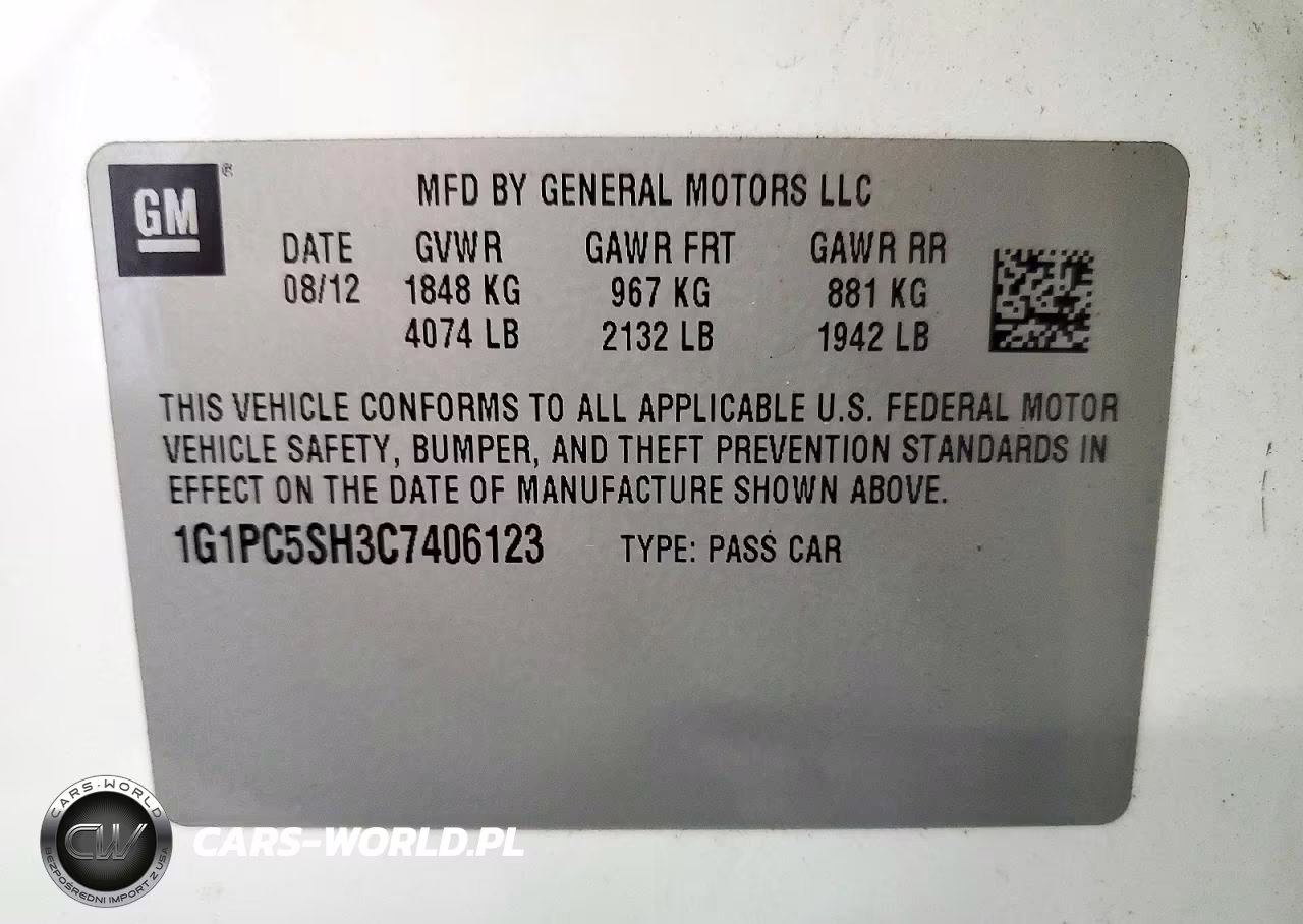 2012 Chevrolet Cruze Ls VIN:1G1PC5SH3C7406123 - 12