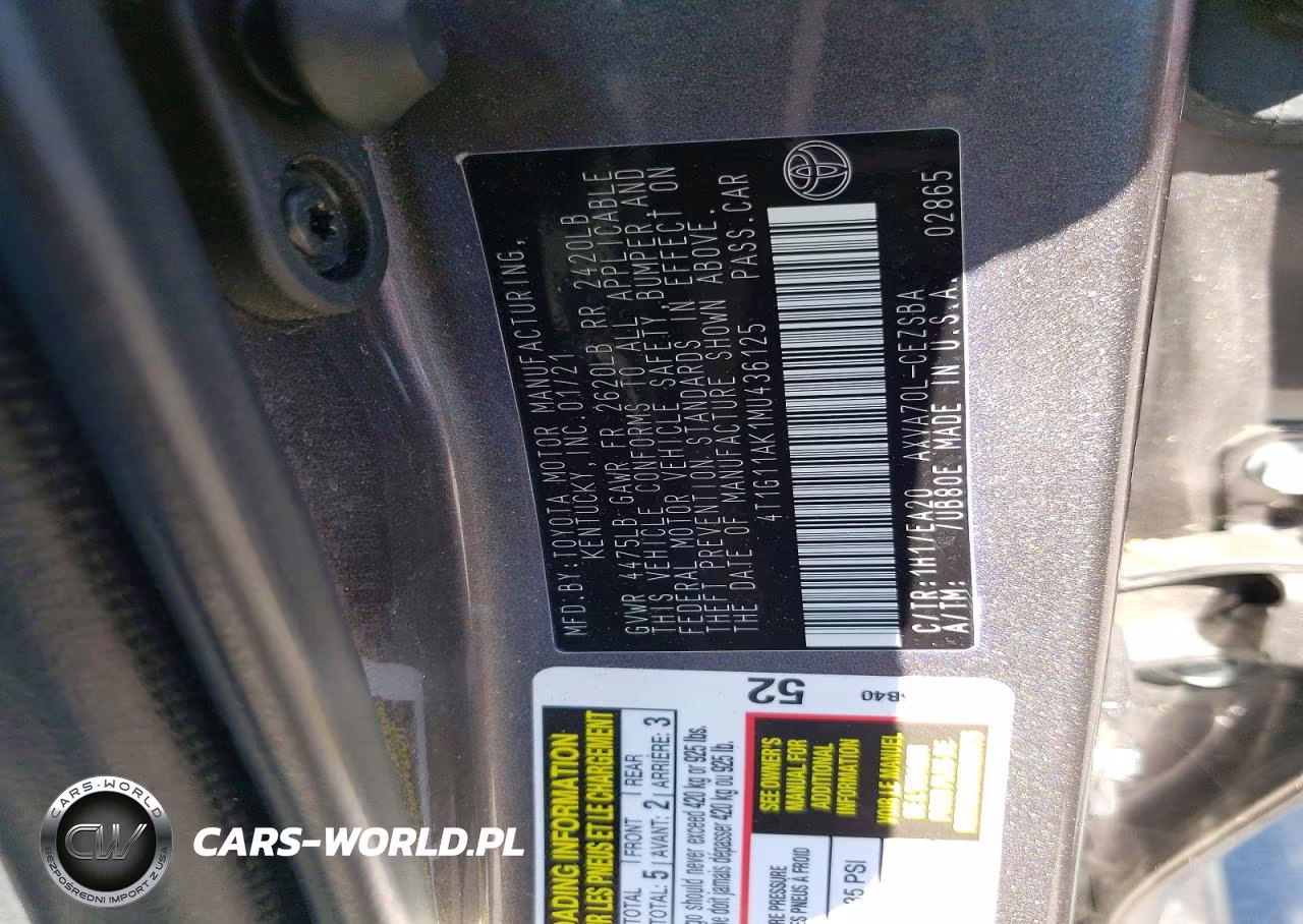 2021 Toyota Camry Se VIN:4T1G11AK1MU436125 - 12