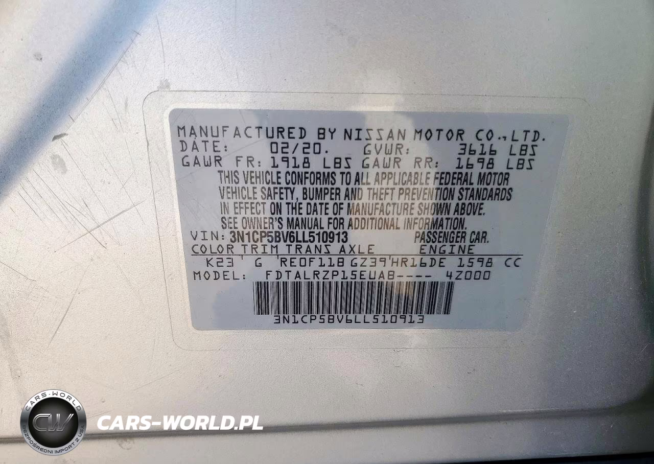 2020 Nissan Kicks S VIN:3N1CP5BV6LL510913 - 12