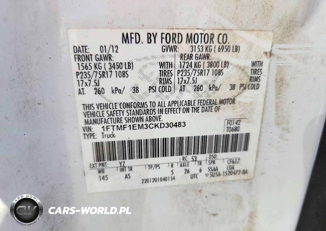 2012 Ford F150 VIN:1FTMF1EM3CKD30483 - 12
