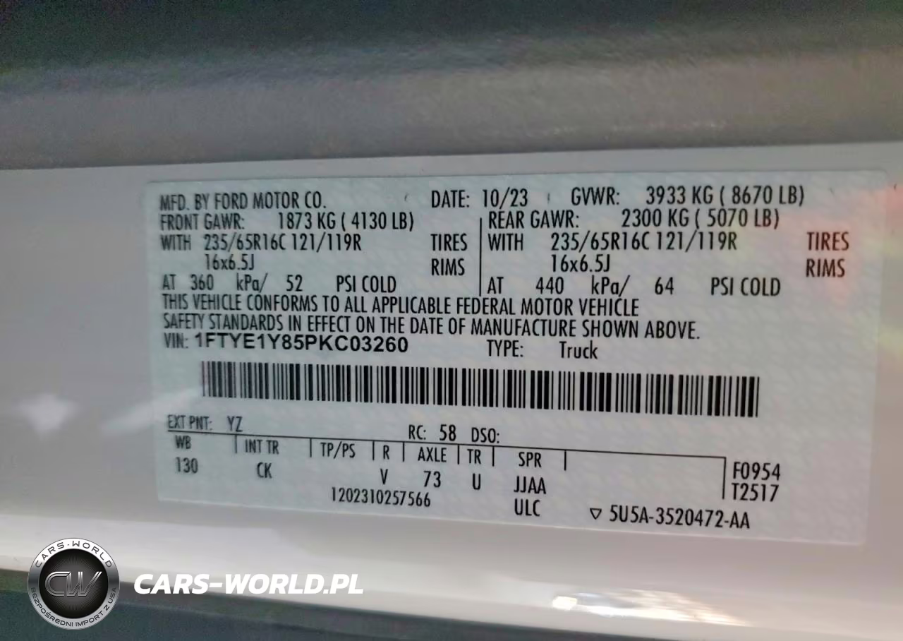 2023 Ford Transit 150 Delivery Van VIN:1FTYE1Y85PKC03260 - 12