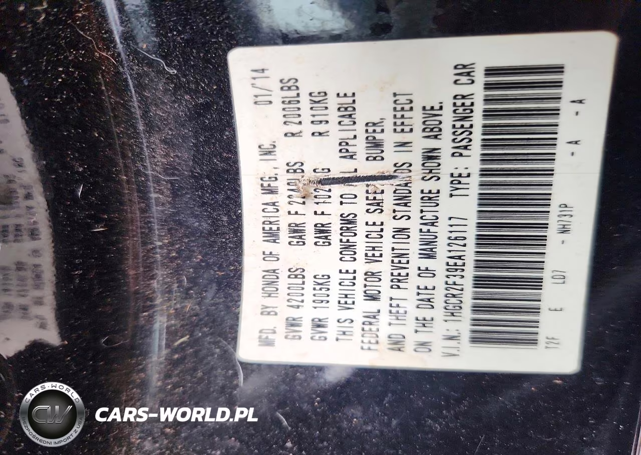2014 Honda Accord Lx VIN:1HGCR2F39EA126117 - 12