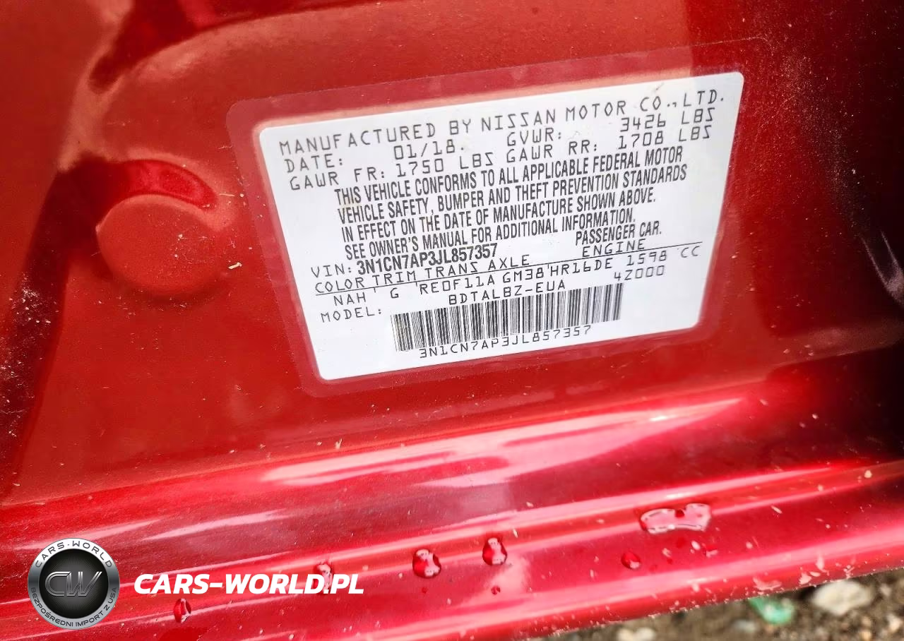2018 Nissan Versa Sv VIN:3N1CN7AP3JL857357 - 12