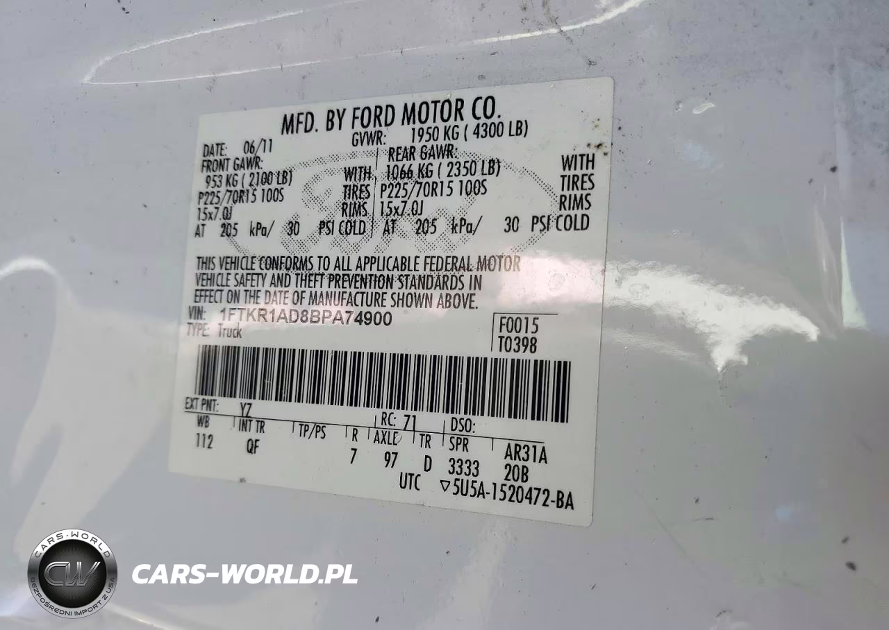 2011 Ford Ranger VIN:1FTKR1AD8BPA74900 - 12