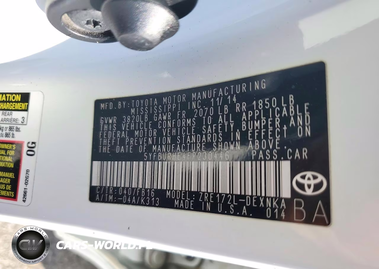 2015 Toyota Corolla Le Plus VIN:5YFBURHE4FP230446 - 12
