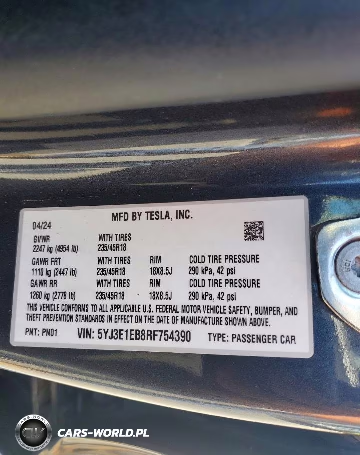 2024 Tesla Model 3 VIN:5YJ3E1EB8RF754390 - 13