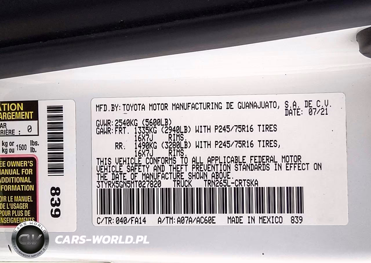 2021 Toyota Tacoma Sr VIN:3TYRX5GN5MT027820 - 12