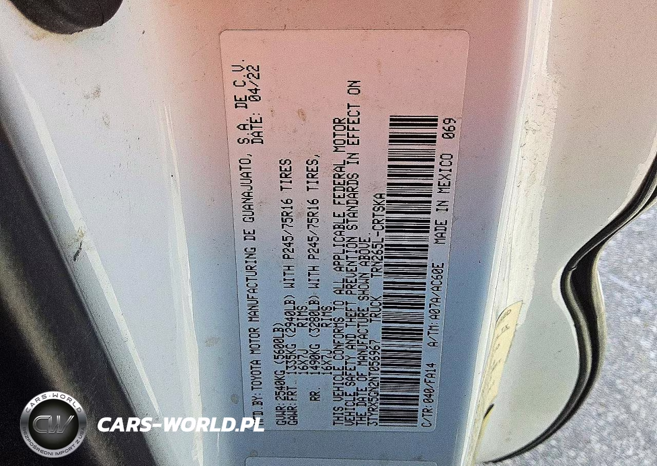 2022 Toyota Tacoma Sr VIN:3TYRX5GN2NT056967 - 12