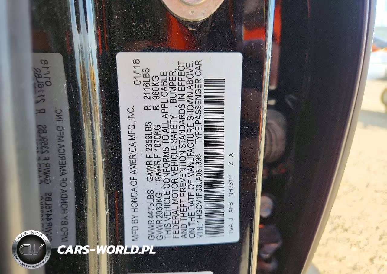 2018 Honda Accord Sport VIN:1HGCV1F33JA081336 - 12