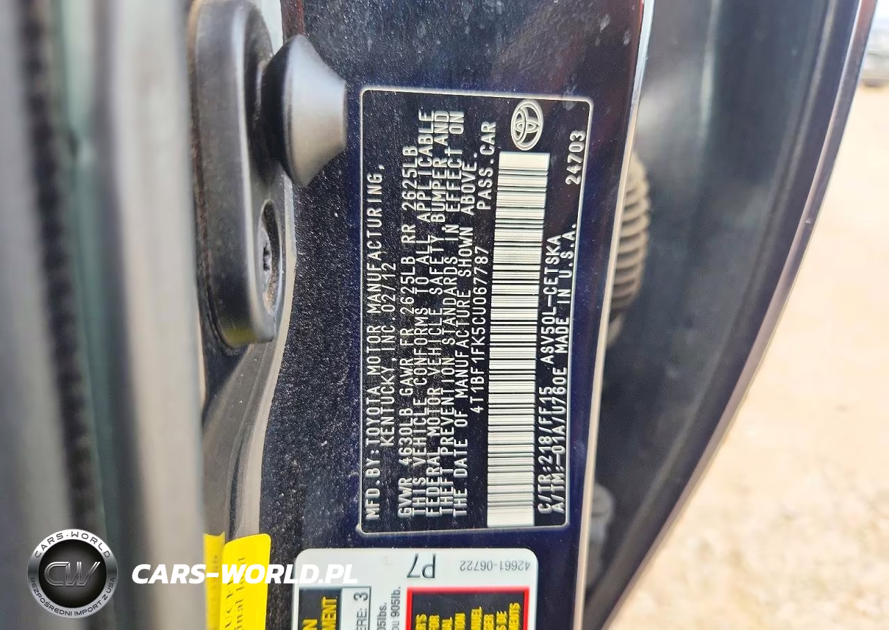 2012 Toyota Camry Se VIN:4T1BF1FK5CU067787 - 12