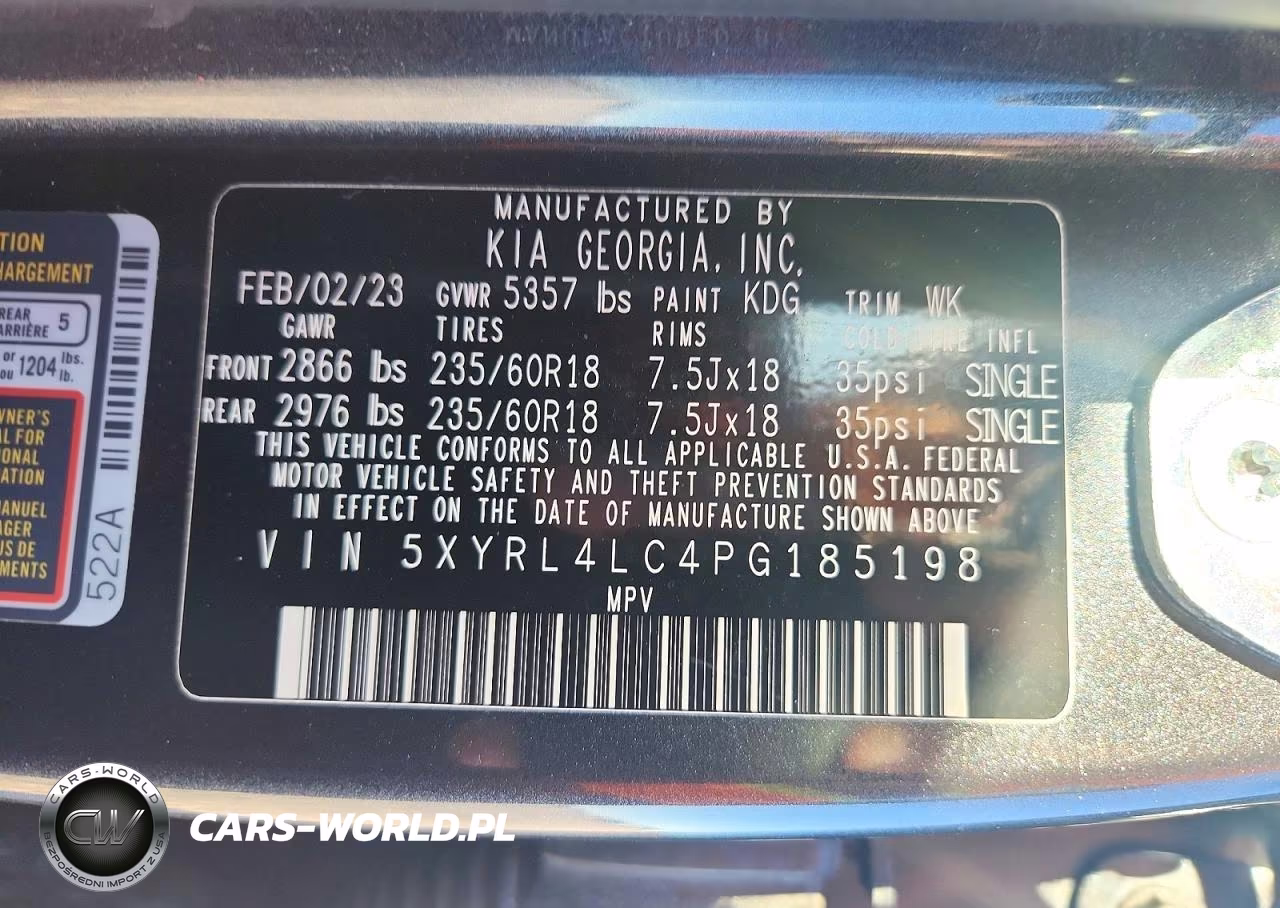2023 Kia Sorento S VIN:5XYRL4LC4PG185198 - 14