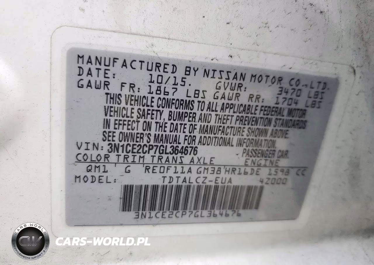 2016 Nissan Versa Note S Plus VIN:3N1CE2CP7GL364676 - 12