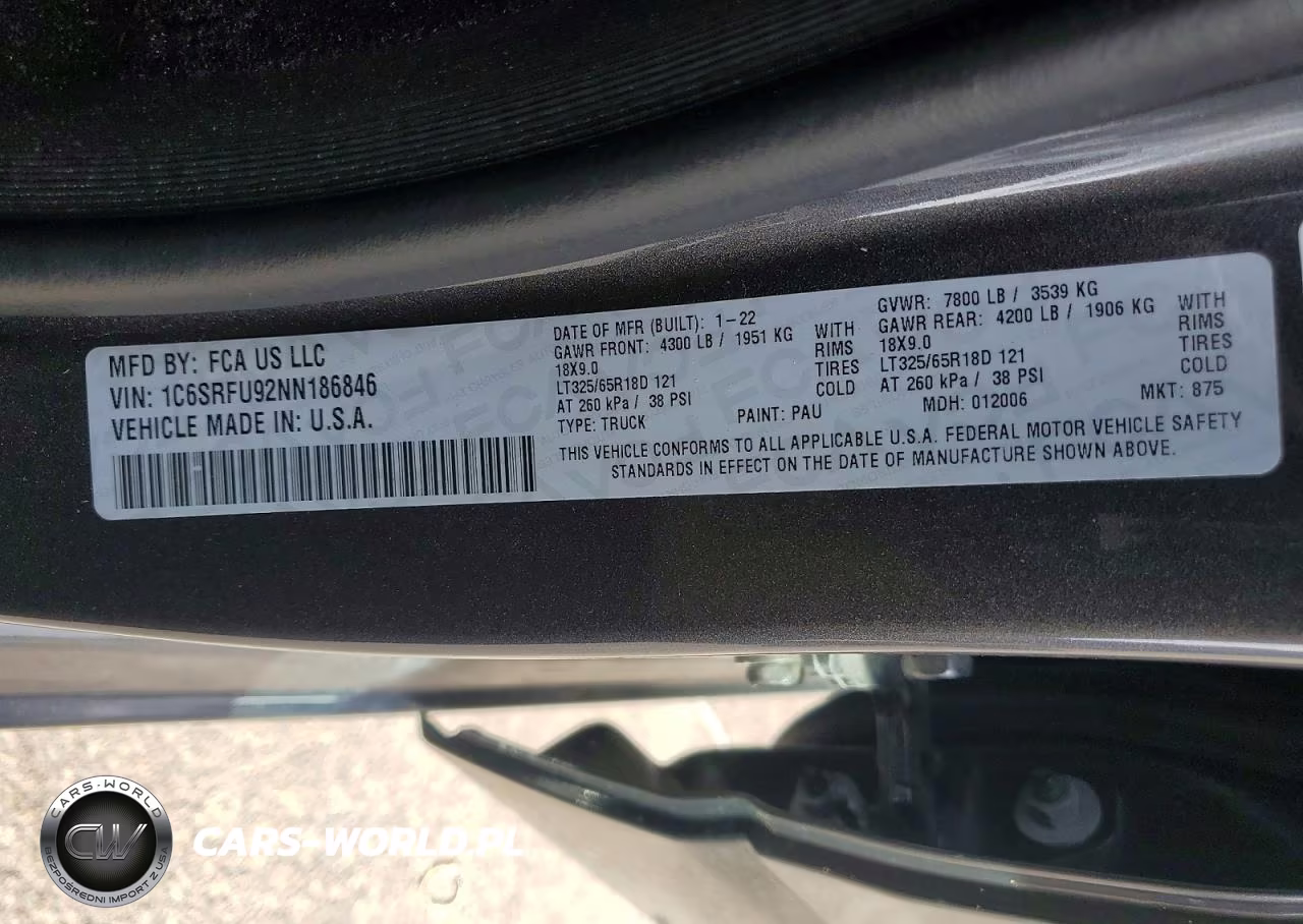 2022 Ram 1500 Trx VIN:1C6SRFU92NN186846 - 12