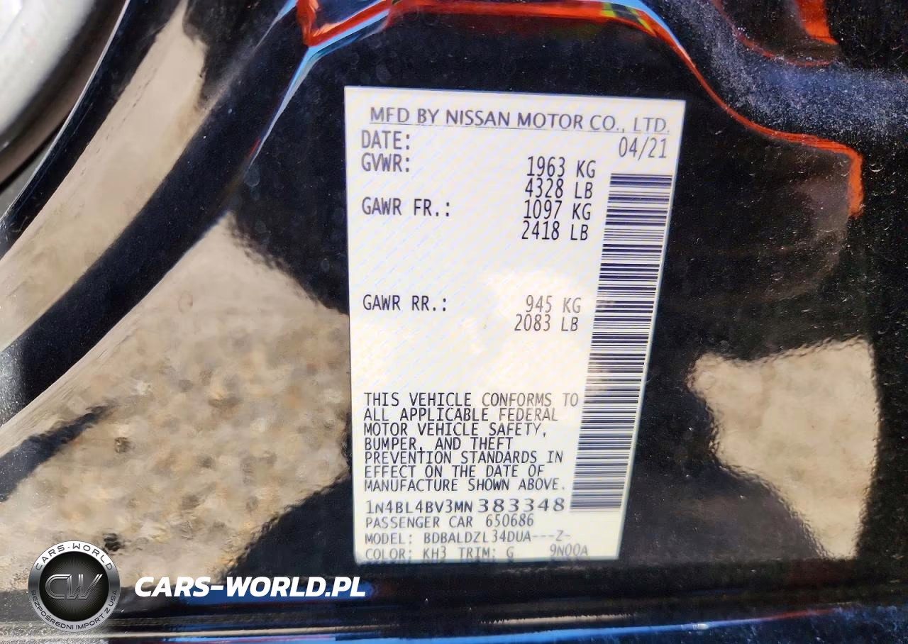 2021 Nissan Altima S VIN:1N4BL4BV3MN383348 - 12