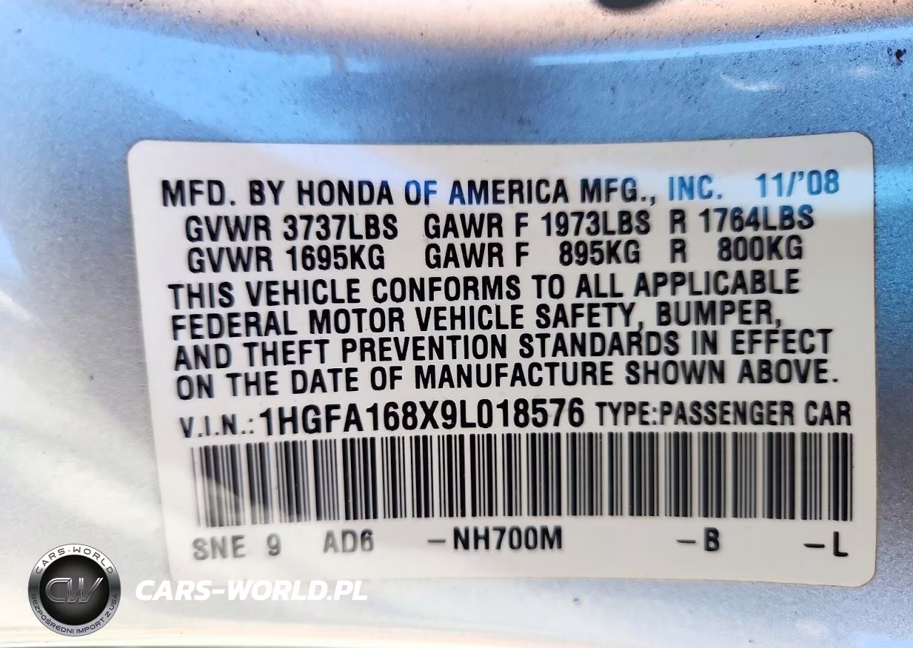 2009 Honda Civic Ex VIN:1HGFA168X9L018576 - 12