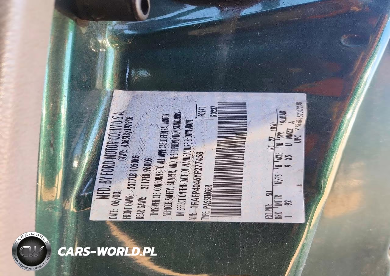 2000 Ford Mustang VIN:1FAFP4046YF277458 - 13