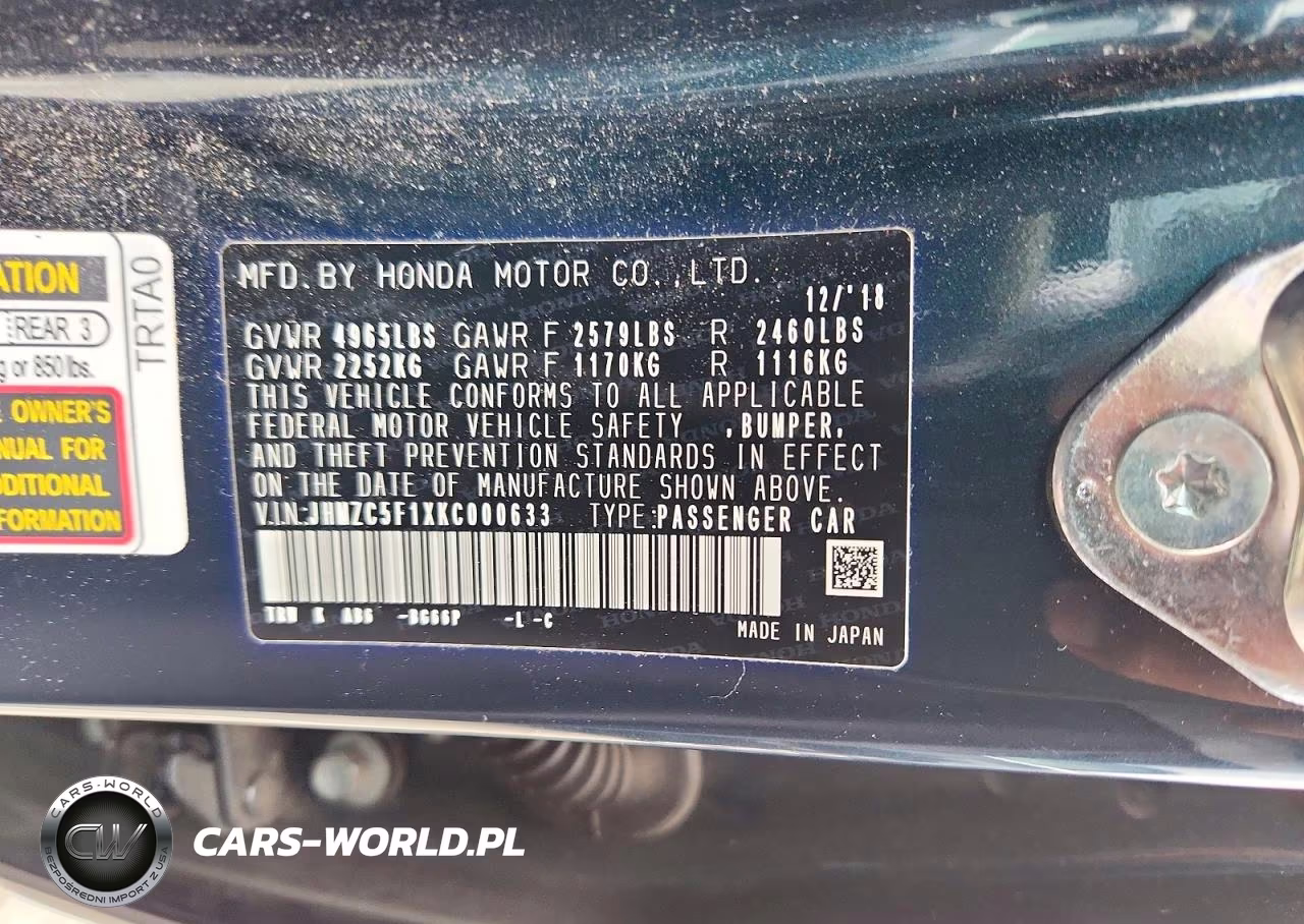 2019 Honda Clarity VIN:JHMZC5F1XKC000633 - 12