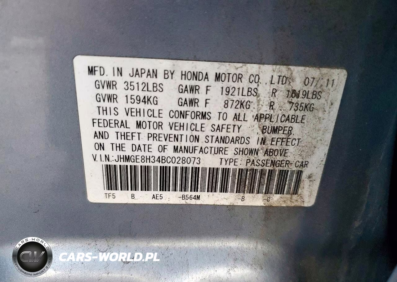 2011 Honda Fit VIN:JHMGE8H34BC028073 - 12