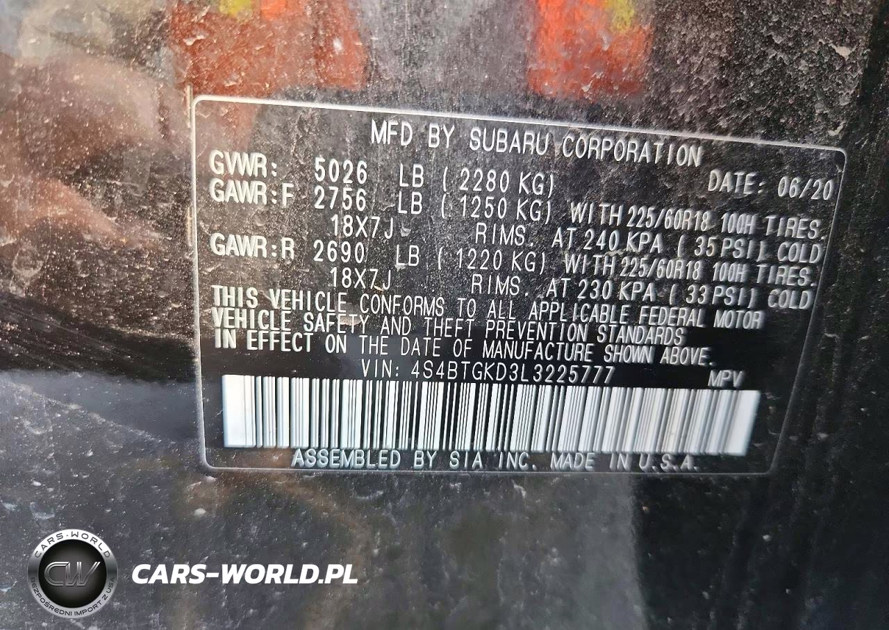 2020 Subaru Outback Onyx Edition Xt VIN:4S4BTGKD3L3225777 - 12